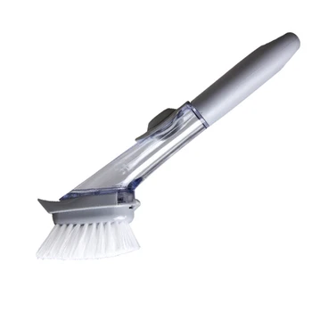 

Useful 2 in1 Kitchen Cleaning Brush with 4 Removable Brushes Long Handle Sponge Cleaning Brush Soap Dispensing Dish Brush Set