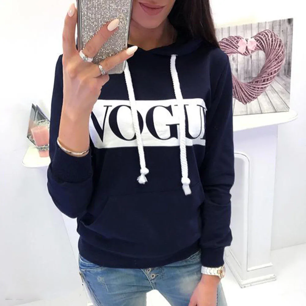  Women Autumn winter Kpop Long Sleeve Hooded Hoodies Elegant Ladies Vogue harajuku pockets sweatshir