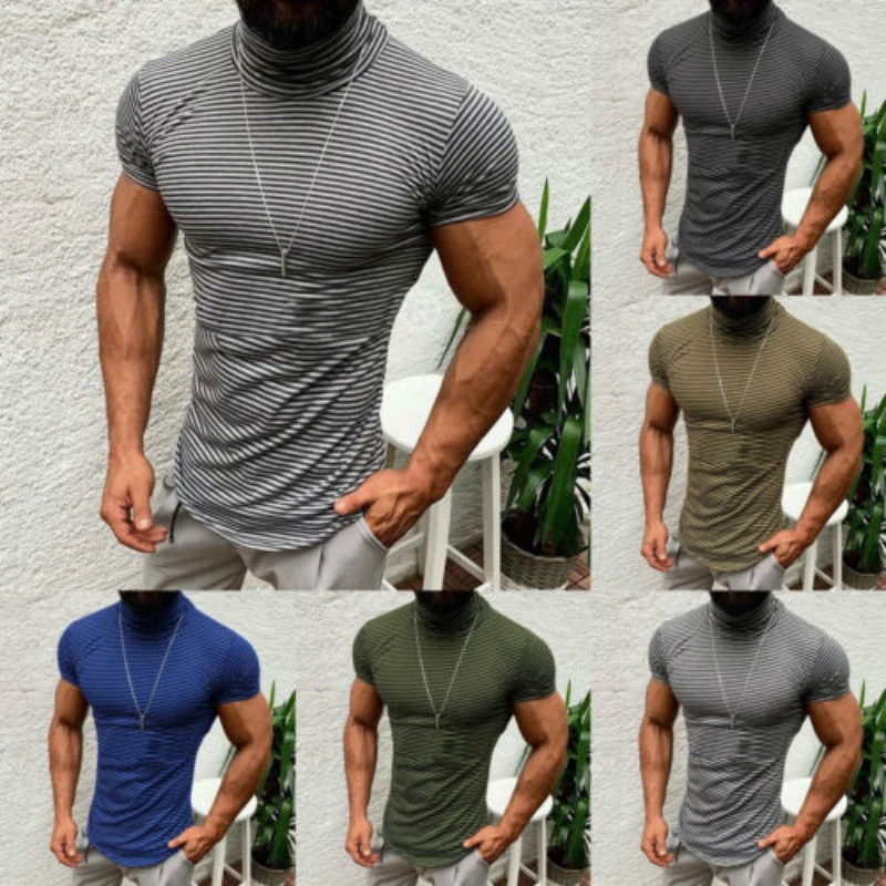 2019 Hirigin брендовая одежда 5 видов цветов turtlneck Мужская футболка модная фитнес