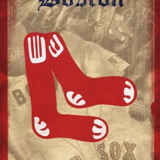 Красный Sox Ретро логотип 11 ламинированный плакат печать (22x34)|Таблички и знаки| |