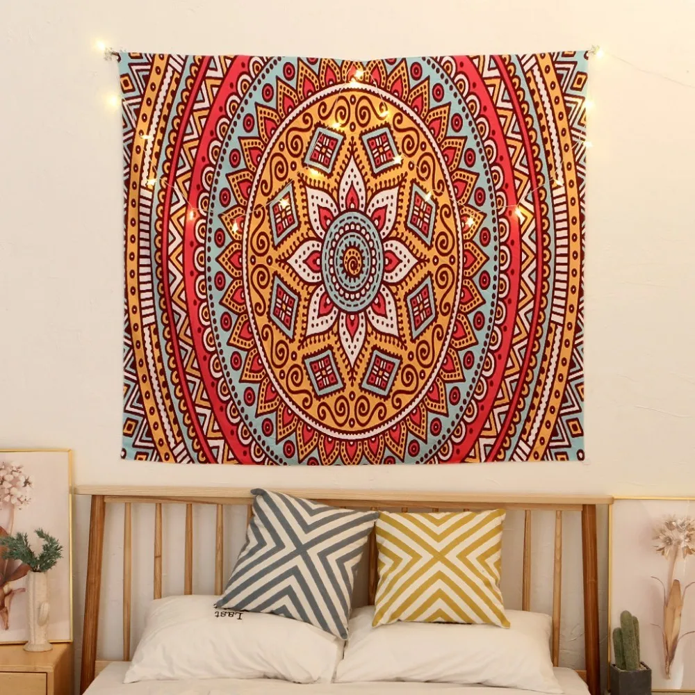 

Indian Mandala Tapestry Gift Led Star Lights Mounting Accessories Yoga Mat Sandy Beach Throw Wall Hanging Wall Cloth M/s/l
