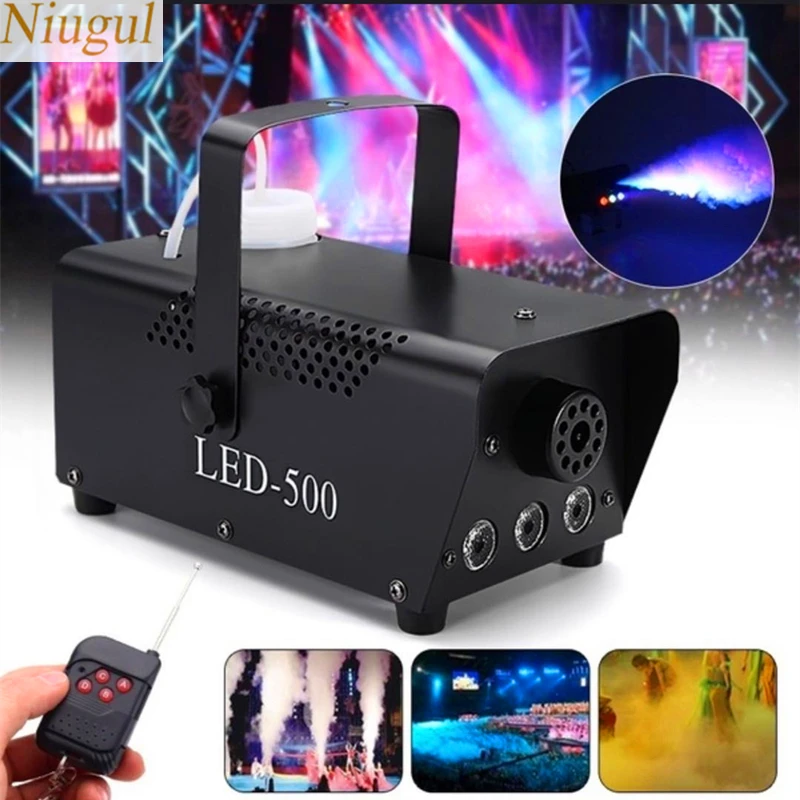 

500W Colorful Smoke Machine/Mini LED Remote Fogger Ejector/DJ Christmas party Stage Fog Machine With RGB LED Light/Smoke Thrower