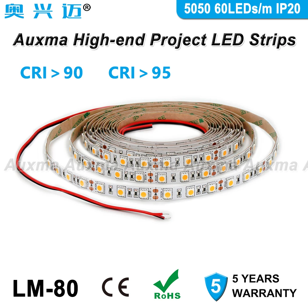 5050 60leds/м Светодиодные ленты CRI95 CRI90 IP20 DC12V/24 V 300 светодиодов/катушка 5