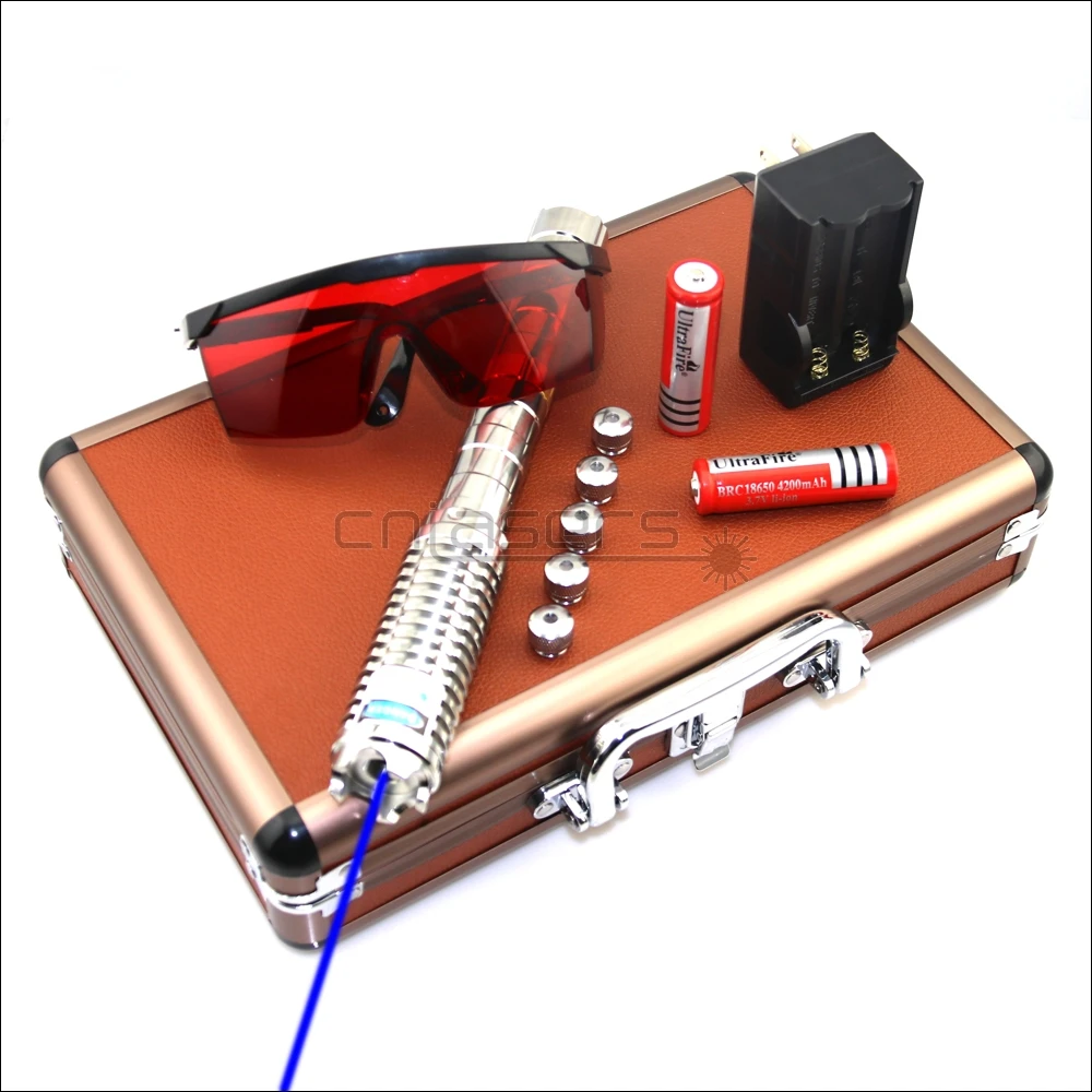 US $68.99 CNILasers BX9 Stainless Steel Adjustable Focus 450nm Blue Laser Pointer BURNING Visible Laser Pen Lazer Torch 3 Switch Modes