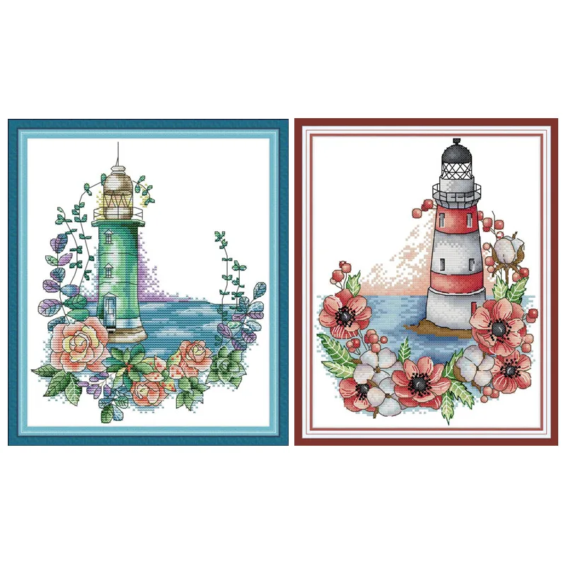 Cross Stitch Kits Embroidery Needlework Chinese Cross Stitch Scenery DIY Lighthouse Printed Cross Stitch lighthouse Home Decor