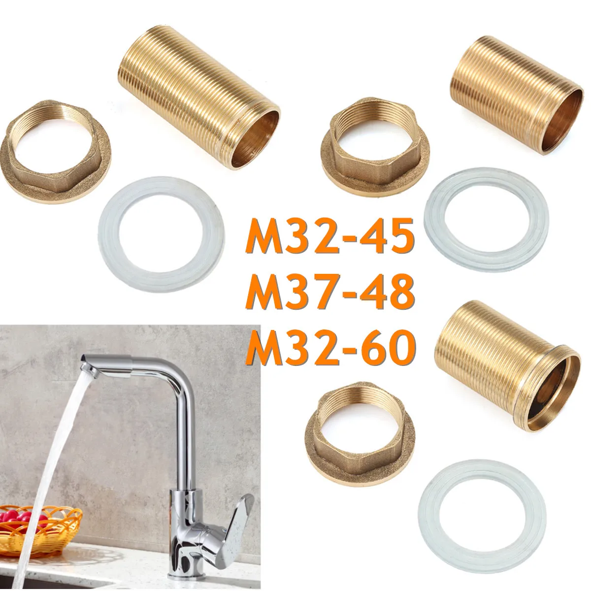 

Copper Kitchen Basin Mixer Tap Repair Fitting Kit Faucet Threaded Brass Tube Nut Washer Parts Home Kitchen Faucet Accessories