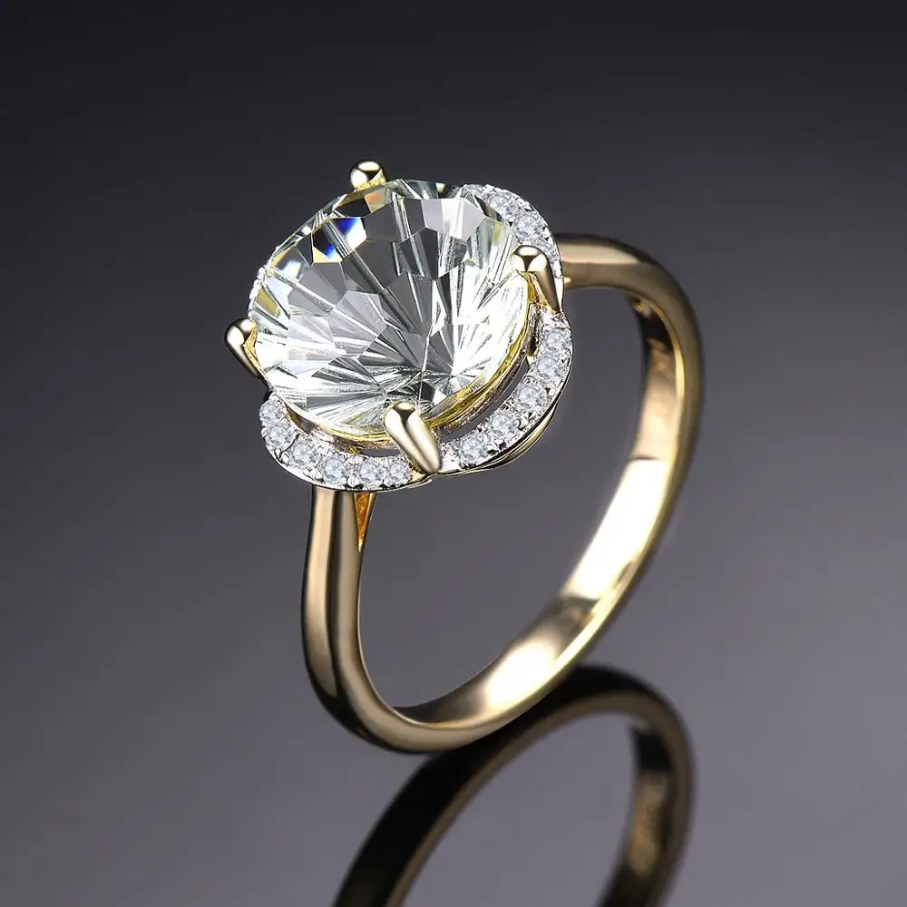 LP Solid 14KY Gold Diamond Ring Natural Green Amethyst 3.76CT Special Daisy cutting Fine Fashion Gemstone Jewelry For WomenGift