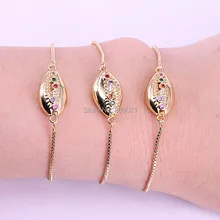 10 шт микро проложить Циркон с радужным блеском Кристалл ракушка цепной соединитель браслет золотой Цвет звено цепи Браслеты для Для женщин