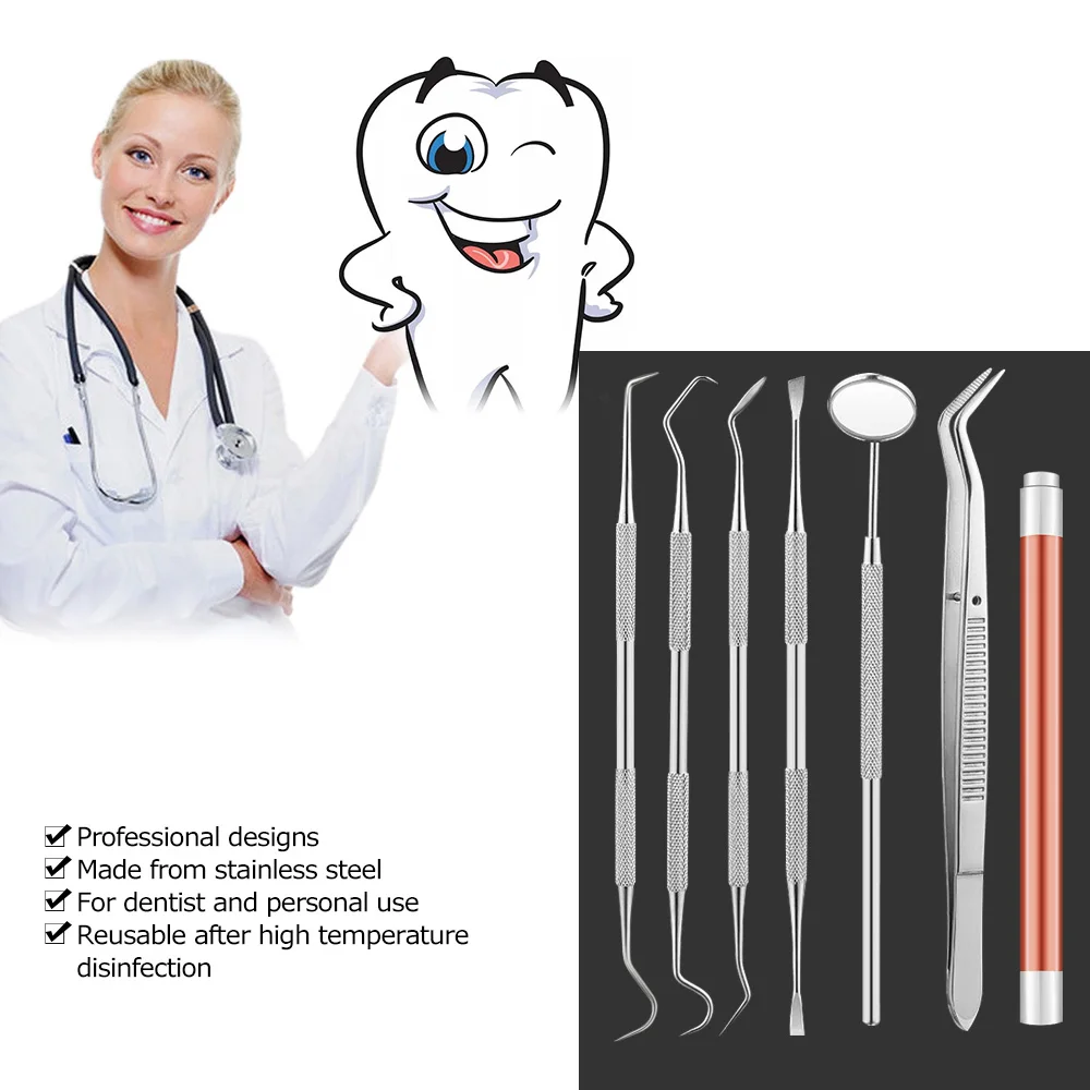 Dental Hygiene Kit Tooth Scraper Probe Tweezers Tools Dental Pick Set