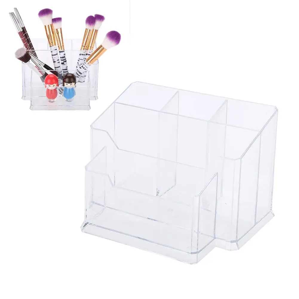 

Nail Art Transparent Pen Holder Nail File Table Storage Box 5 Cells Nail Polish Makeup Brushes Display Container Manicure Tools
