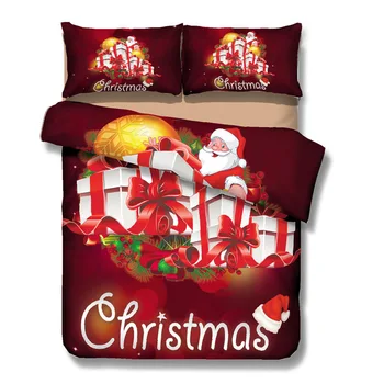 

Christmas Santa Claus happy gift Digital print Bedding Set Quilt Cover Design Bed Set Bohemian a Mini Van Bedclothes 4pcs BE1238