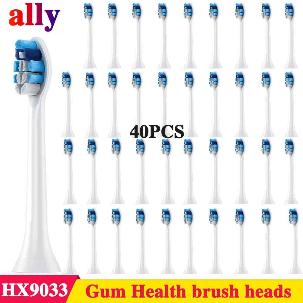 

40pcs Toothbrush Heads Replacement for Philips Sonicare Optimal Gum Health Replacement Toothbrush Heads HX9033/65 White
