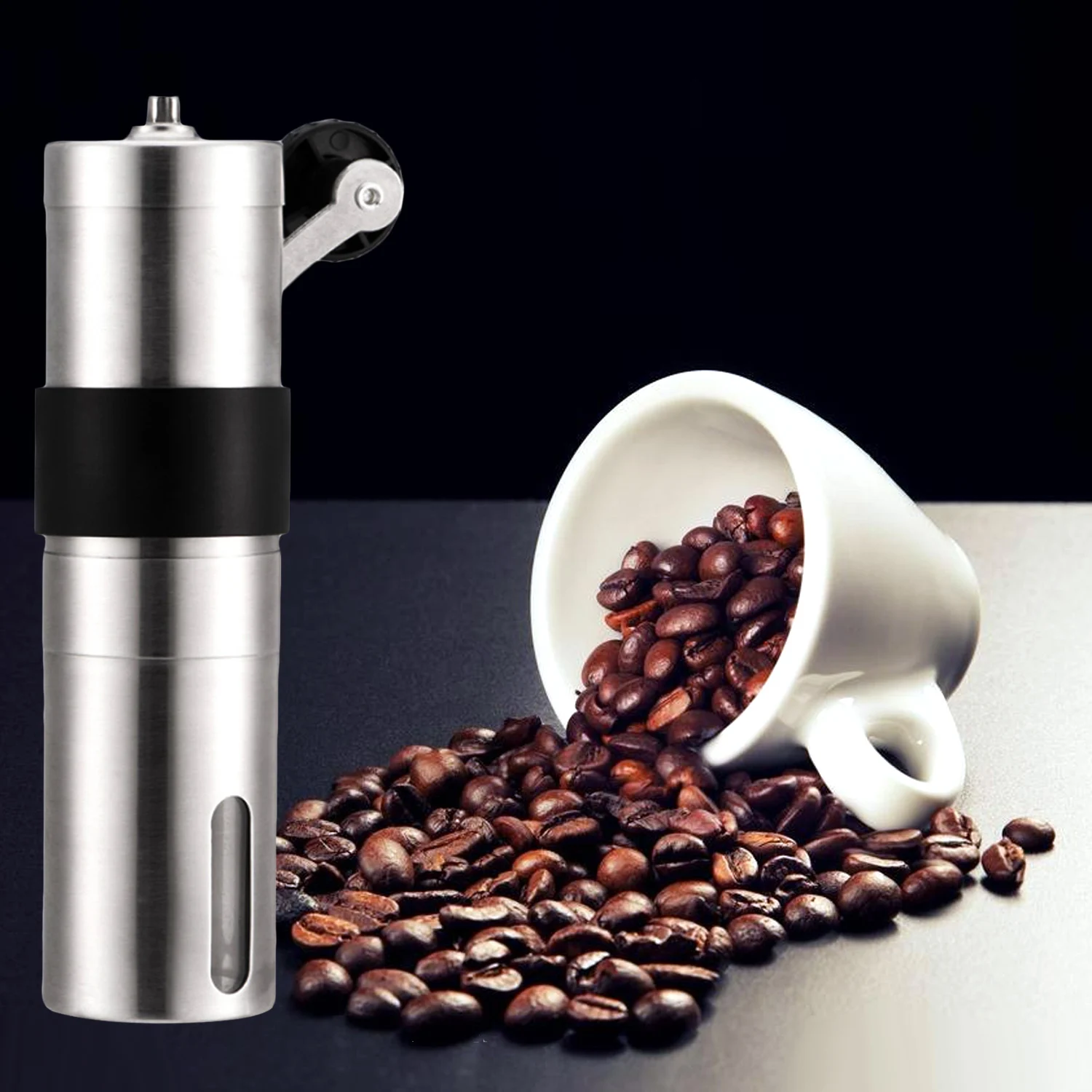 

Behogar Portable Stainless Steel Manual Hand Crank Coffee Beans Grinder Mill Maker for Home Kitchen Office Precision Brewing