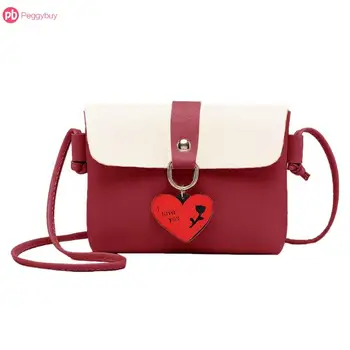 

1pcs Women Shoulder Bag With Love Heart Pattern PU Leather Girls Shoulder Bags 175*130*35mm