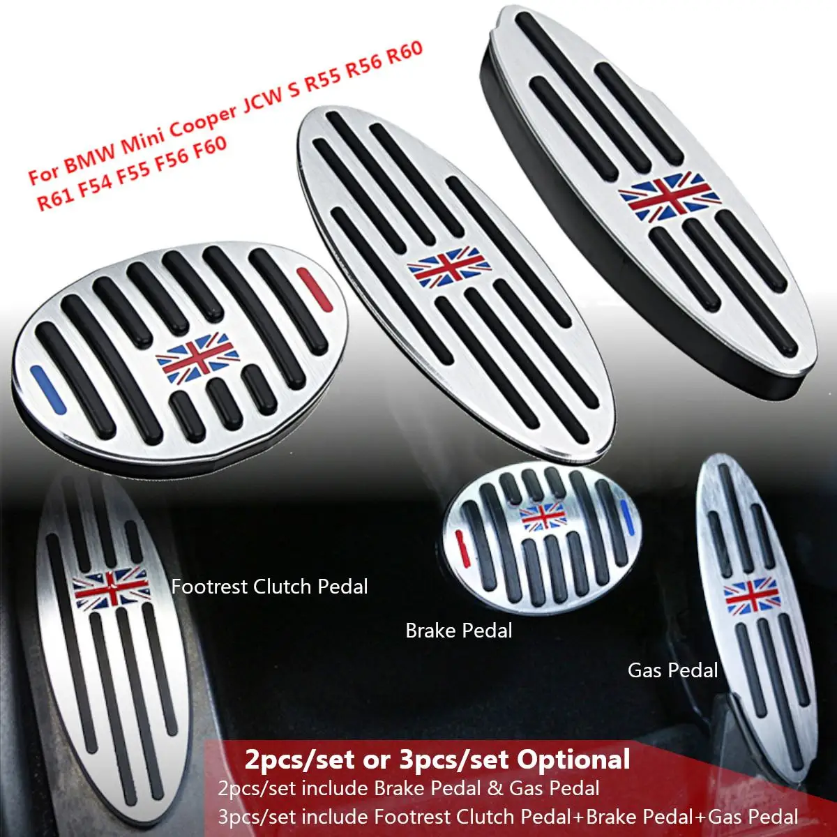 Aluminum Alloy Car Fuel Clutch Brake Foot Rest Footrest Pedal Pad Covers For BMW For Mini Cooper