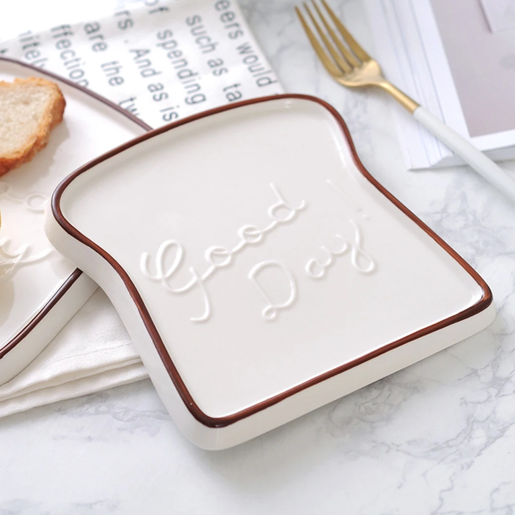 Creative Ceramic Toast Shaped Dinner Plate Porcelain Bread Salad Dessert Plate Morning Dish for Kitchen Party Restaurant Creative Ceramic Toast Shaped Dinner Plate Porcelain Bread Salad Dessert Plate Morning Dish for Kitchen Party Restaurant