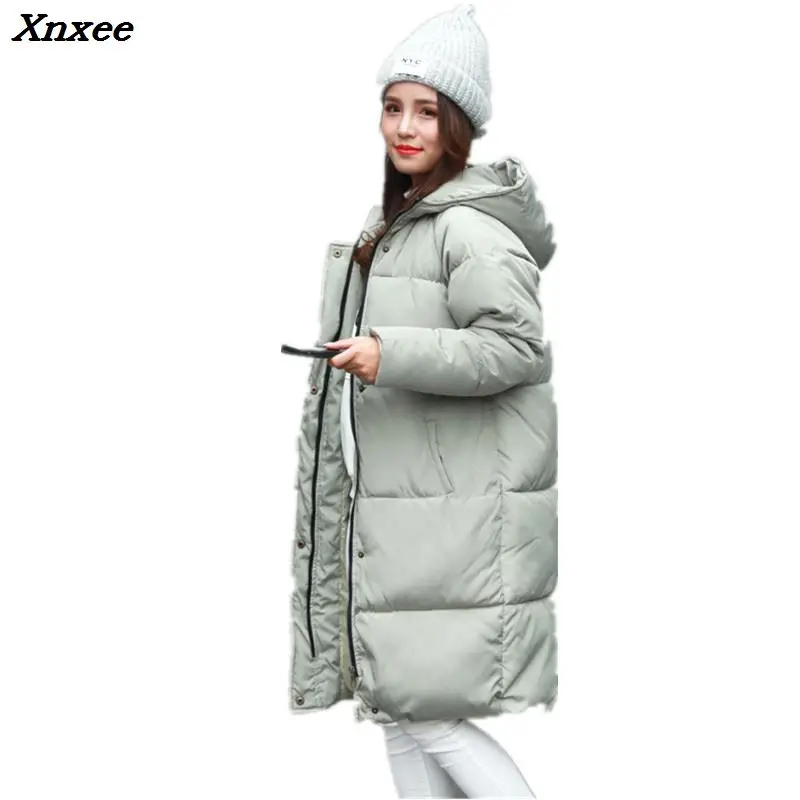 Теплая парка с капюшоном, Женское пальто, длинное зимнее пальто, женская куртка, Толстая теплая зимняя одежда, утолщенное хлопковое Свободное пальто для женщин Xnxee