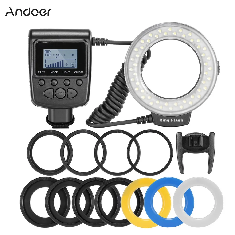 

Andoer RF-550D Macro 48 LED Ring Flash Light LCD Display Power Control for Canon/Nikon/Pentax/Olympus DSLR
