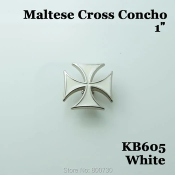 

(KB605) Lot of 10pc Western Maltese Cross Button White Leather Saddle Tack Belt