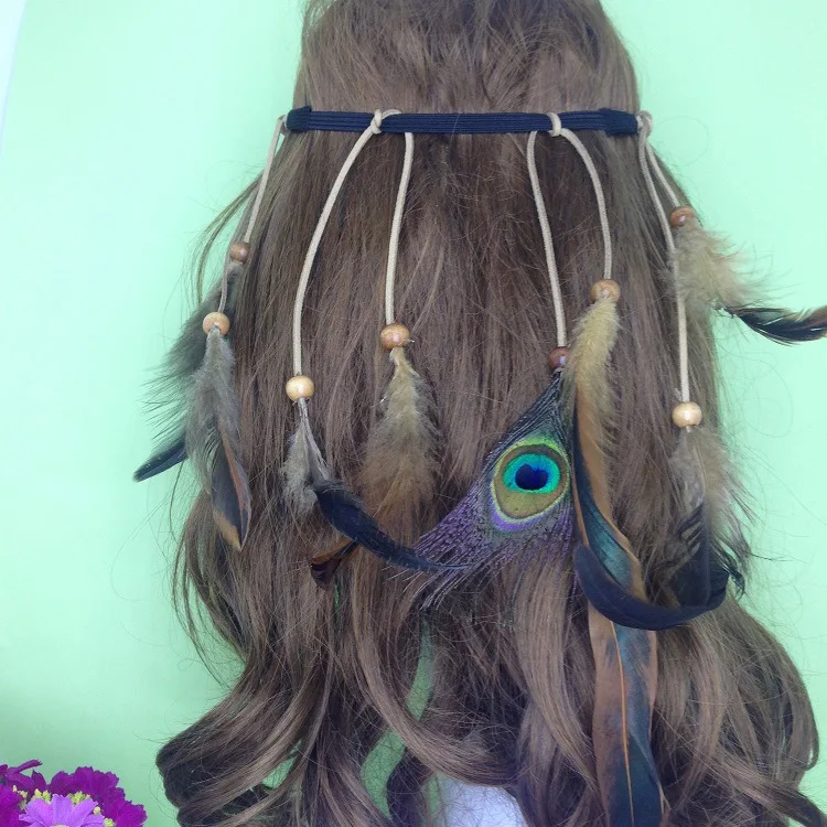 Native American Indian Artificial Feather Headband Headpiece Headdress Hair Accessories Handmade
