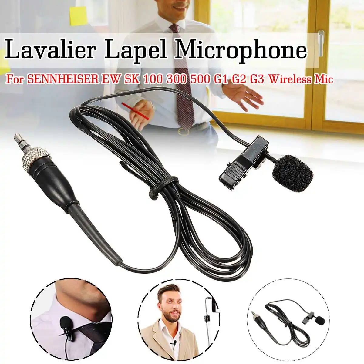 Tie Clip Lapel Wireless Lavalier Microphone Mic for Sennheiser EW100