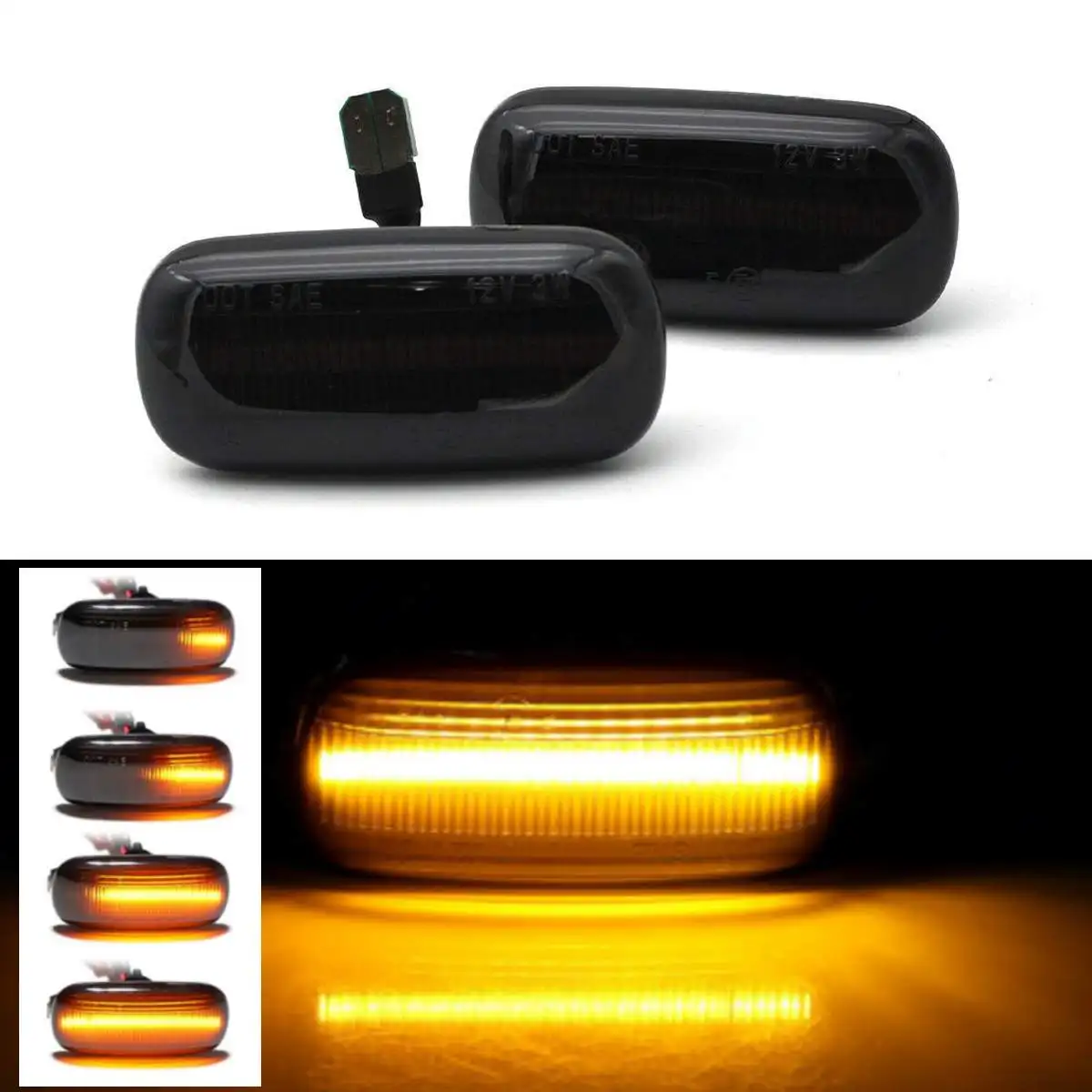 

2pcs Dynamic LED Side Marker Turn Signal Light Black/White Color Blinker Light for Audi A3 8P A4 S4 RS4 B6 B7 A6 C5 TT A8 C5
