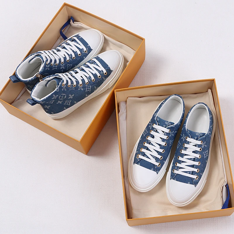 

Genuine Leather Mix Jeans Sneakers Wedges Print Canvas Shoes Women Casual Shoe Breathable Zapatos Mujer Trainers Vulcanize Shoes