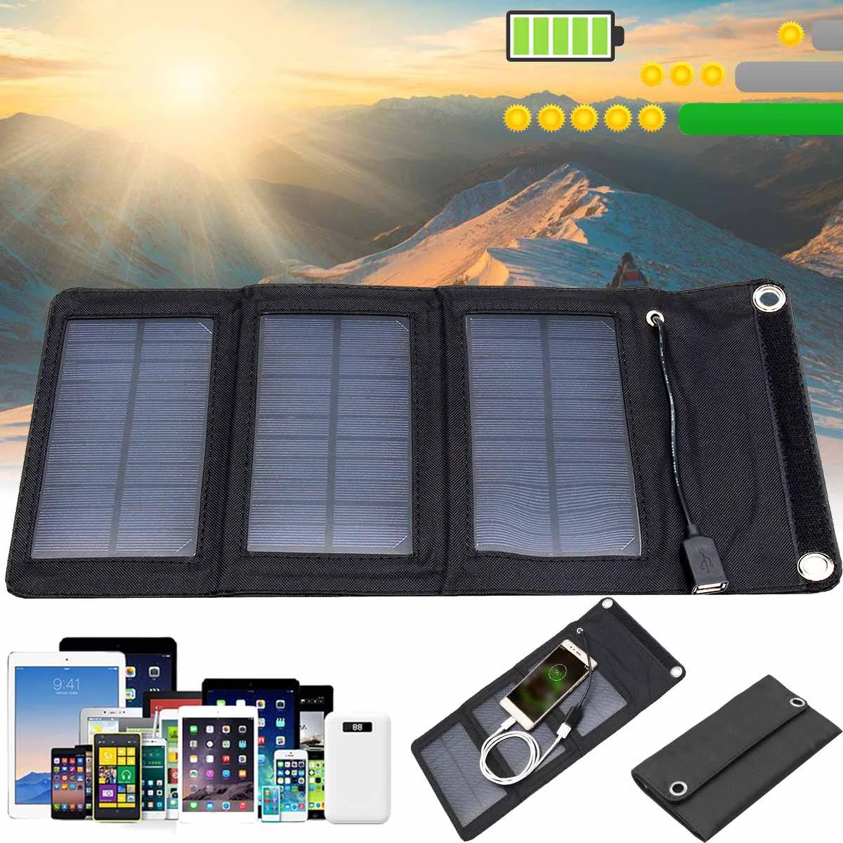

Portable Solar Power Bank Waterproof External Battery Backup Powerbank Phone Battery Charger Pover Bank Solar Panel