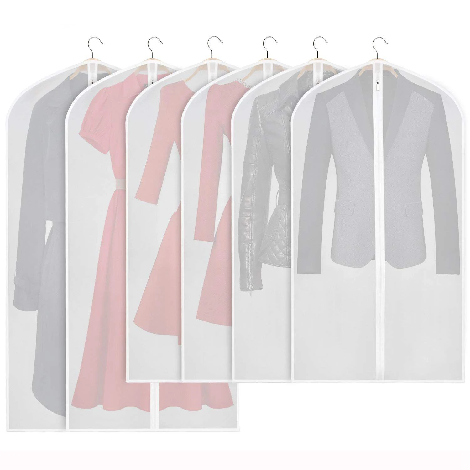 Hanging Garment Bag Lightweight Suit Bags Moth Proof (Set of 6) with