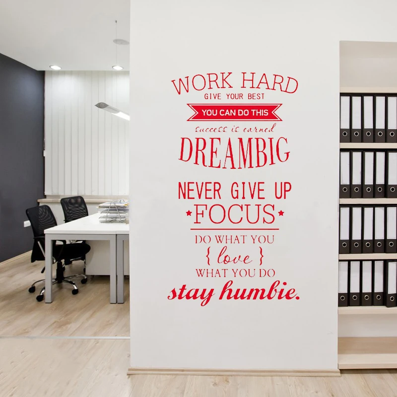 

encouragement office wall sticker work hard wall paper of home decorationDIY English character words
