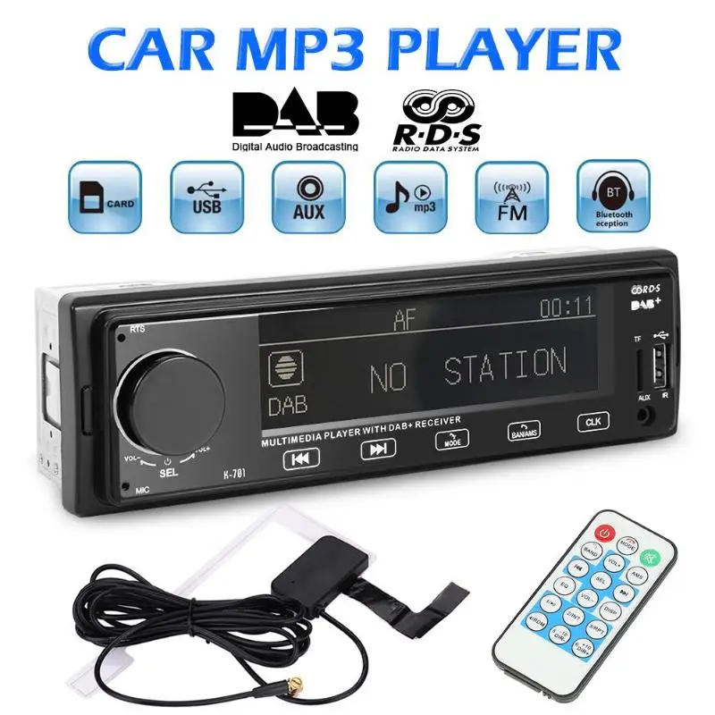

VODOOL K701 DAB Car Radio Stereo MP3 Player 1Din Autoradio Bluetooth RDS AM FM Radio AUX USB TF Card Auto Audio Music Car Player