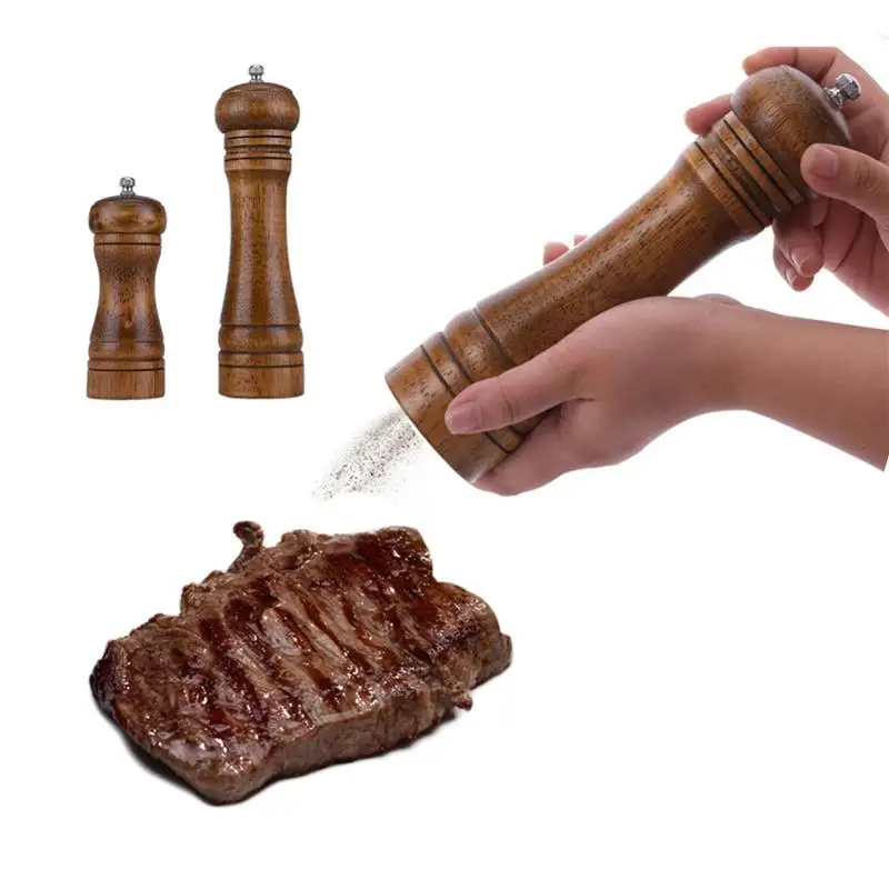 

2PCS Creative Kitchen Tools 5 Inch/8 Inch Wooden Salt Pepper Grinders Salt And Pepper Spice Grinders Mills Manual Pepper Mill