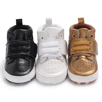 

0-18M Toddler Shoes Baby Boy Girls PU Ankle Boots Crib Shoes Anti-slip Sneaker High Shoes Casual