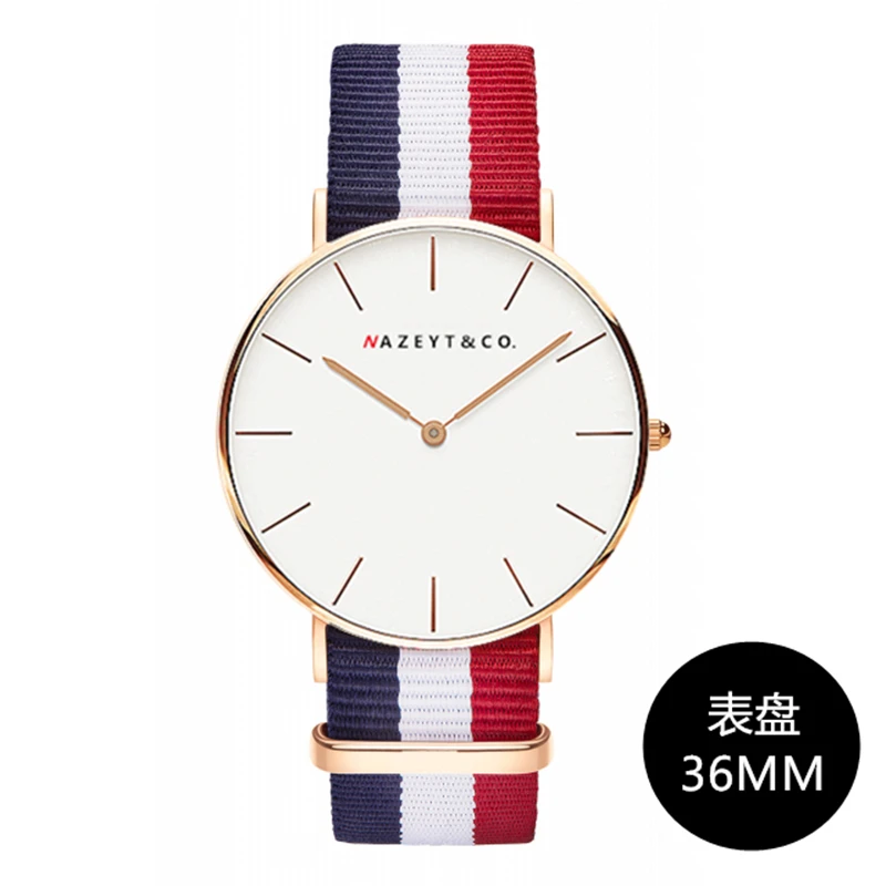 

new arrived women fashion Ultrathin Daniel type quartz wristwatch 36mm casual and simple dial student nylon dress watch