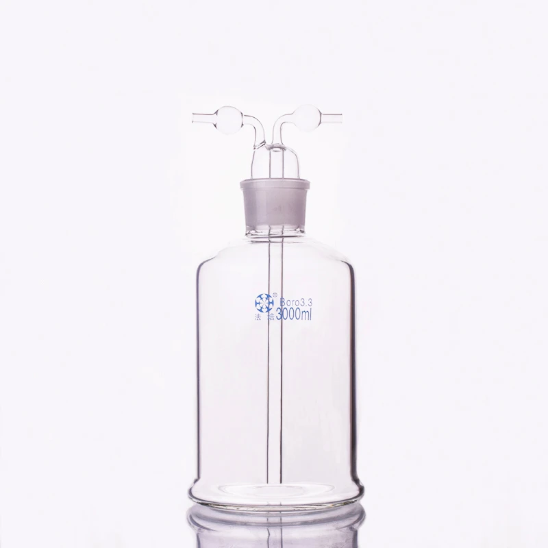 Drechsel gas washing bottle ,Capacity 3000ml,Lab Glass Gas Washing
