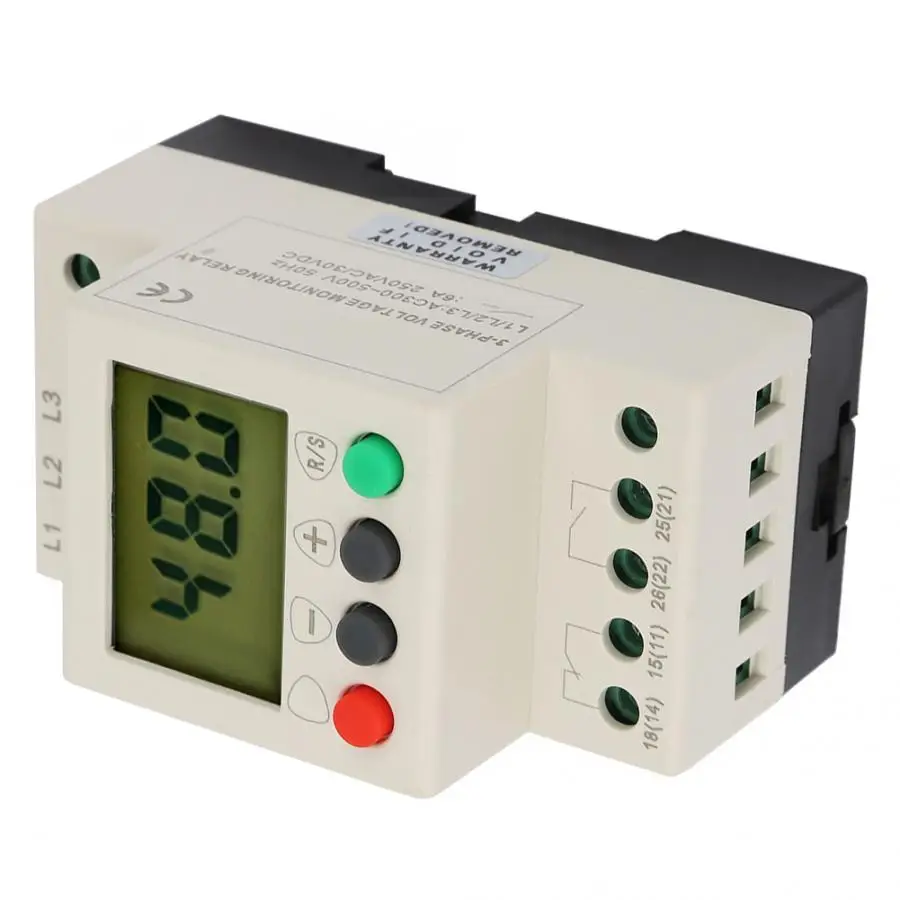 380V AC 50Hz 3 реле контроля порядка фаз защитное напряжения с цифровым дисплеем