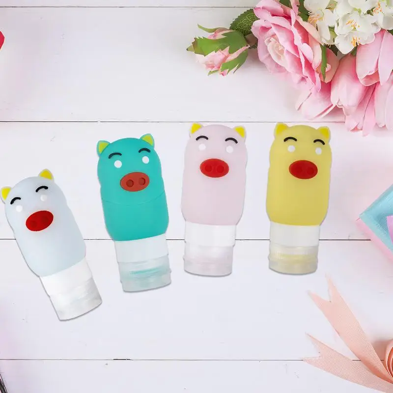 

Silicone Travel Sub Bottle 90ml Mini Portable Smile Pig Toiletry Refillable Airplane Travel Dispensing Squeeze Bottling For Sham