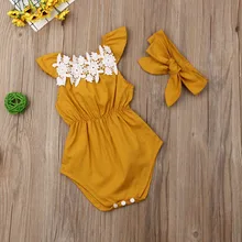 Одежда для новорожденных девочек; Боди без рукавов с цветочным принтом и круглым вырезом; однотонная повязка на голову с бантом; комплект из 2 предметов; Милая хлопковая одежда для малышей