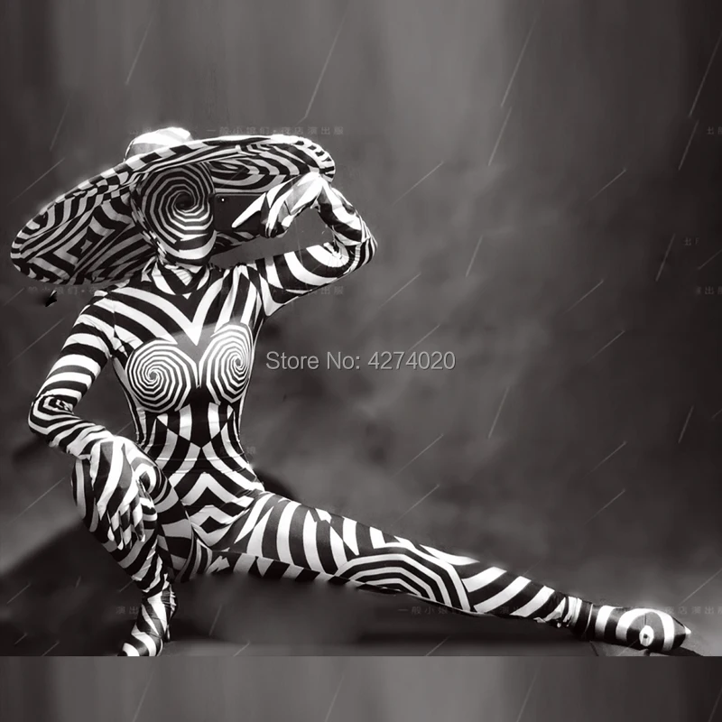 

Sexy Ballroom dance costumes women stage show wears dj singer zebra outfit pole dance jumpsuit party bodysuit disco performance