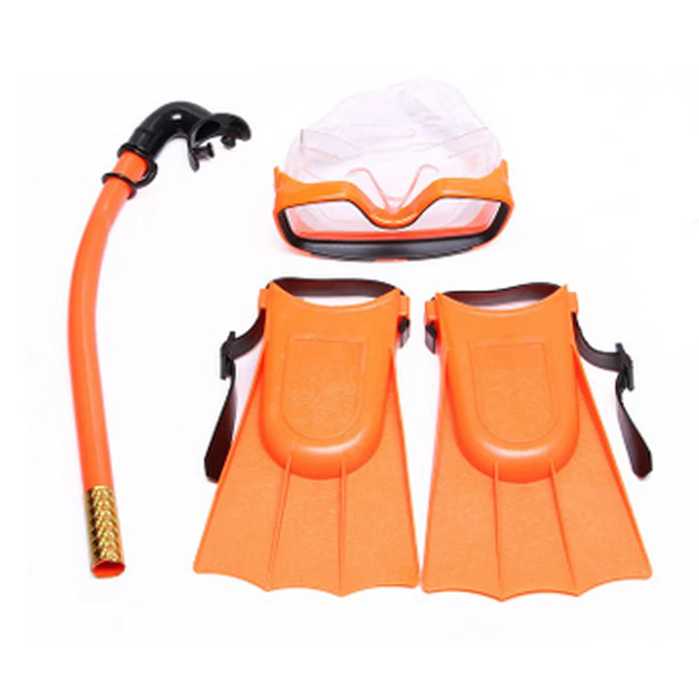 

Children Snorkel Mask Set Kids Swimming Diving Snorkeling Training Silicone Tube Goggles Flippers Set 4 Colors