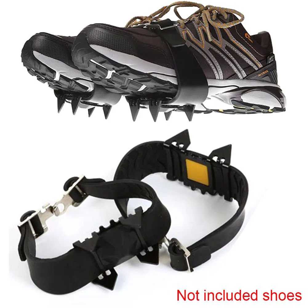 

New 1Pair Crampons 4 Teeth Spikes Ice Gripper Cleats Traction Anti-slip Overshoe Outdoor Hiking Crampons Climbing #03