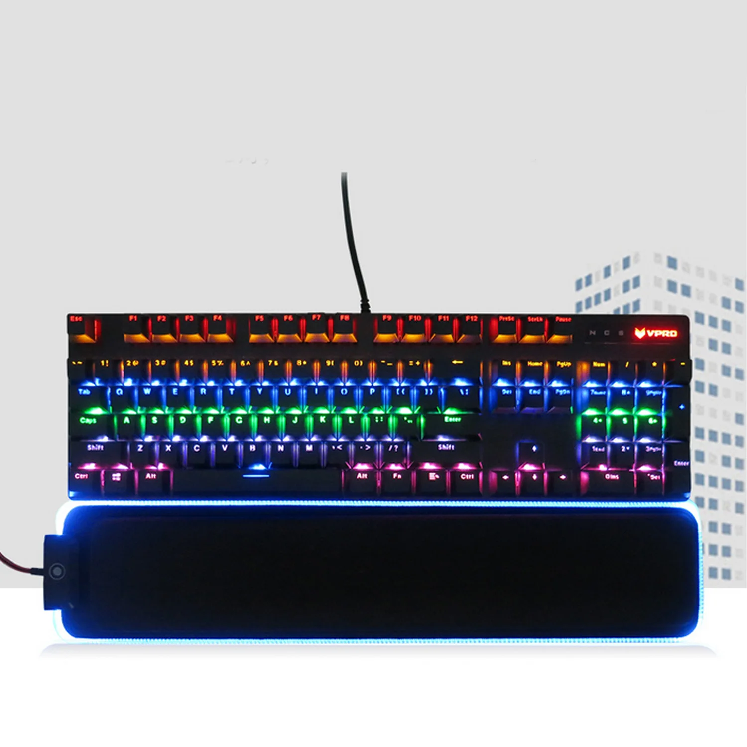 Elisona игровой RGB светодиодный коврик для поддержки запястья клавиатуры