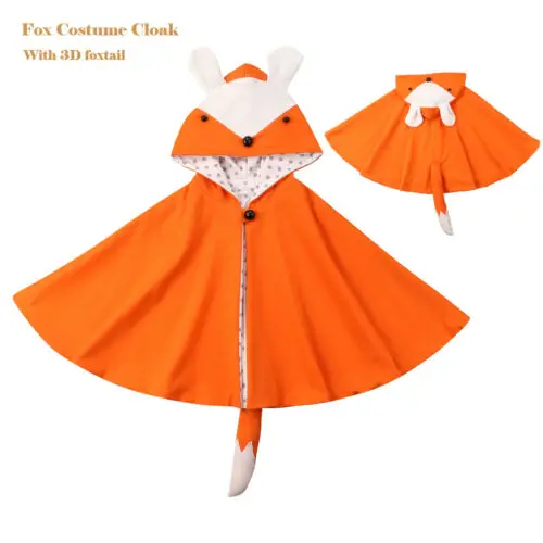 

Toddler Baby Girls Clothes Fox Costume Outwear 3D Foxtail Cloak Jacket Kids Coat Clothes UK