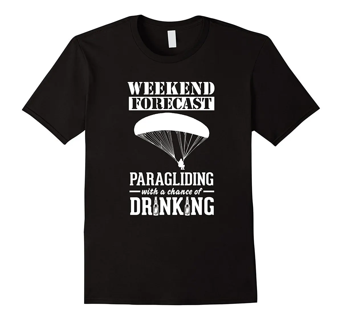 

Paragliding Weekend Forecast Drinking T-Shirt T Shirt Casual Short Sleeve for Men Clothing Summer White Style