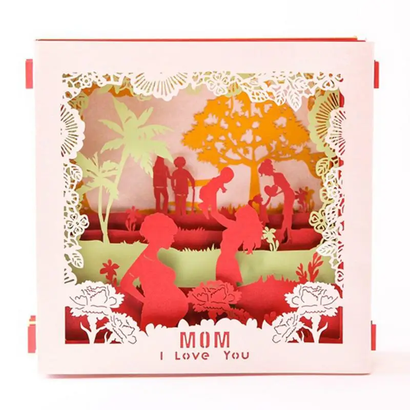

Mother's Day Greeting Card 3D Pop Up Cards Mothers Day Gifts Card Carved Box Handmade Postcard Gift