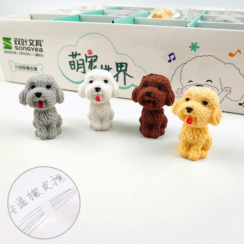 

Kawaii Dog Pencil Eraser Cute Cartoon Teddy Rubber Eraser For Kids Girls Gifts Novelty School Stationery Correction Supplies