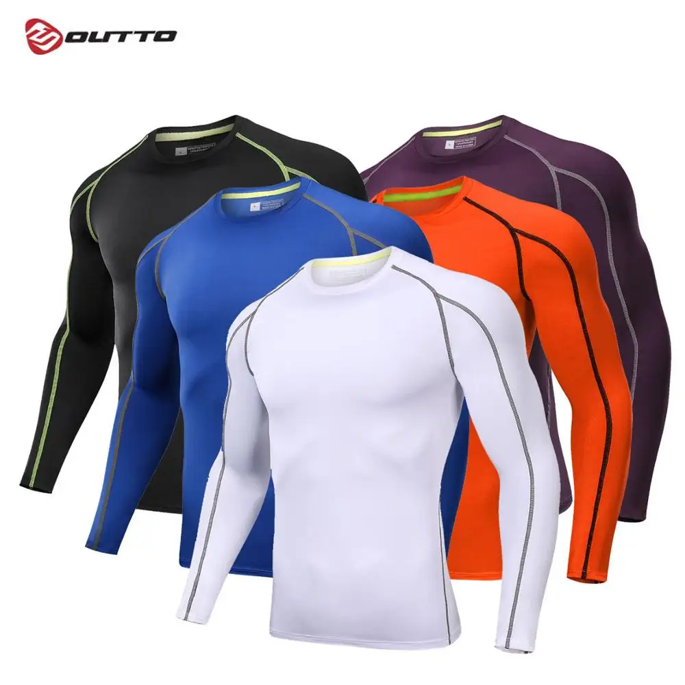 Outto Men's Cycling Base Layers Long Sleeves Compression Quick Dry Elastic Slim Jogging Training Breathable Bicycle Underwear