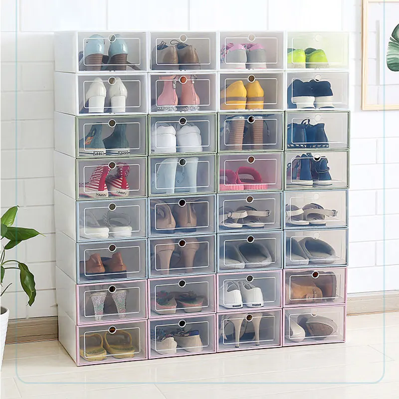 1 قطعة الأحذية مربع الأحذية تخزين قطعة أثرية شفافة صندوق تخزين من البلاستيك اليابان حذاء مربع الوجه صندوق بأدراج A