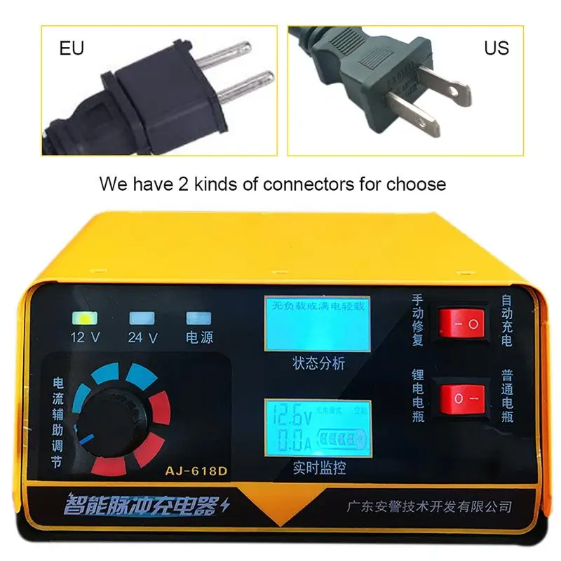 

Car Battery Charger 12V 24V Full Automatic Electric Car Battery Charger Intelligent Pulse Repair Type 6AH-400AH For Motorcycle