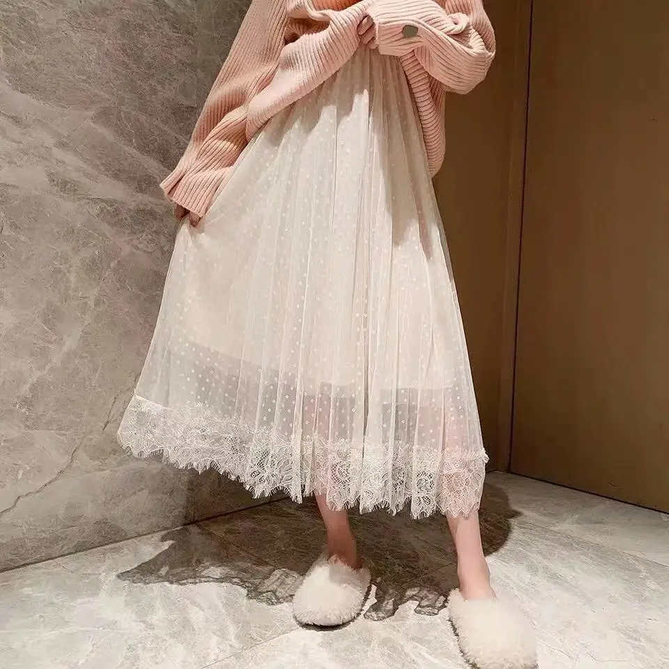 PEONFLY весна лето женская юбка модная сексуальная Кружевная Сетка Тонкий бодикон облегающий плиссированный элегантный прозрачный розовый синий юбка